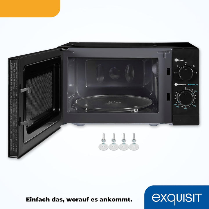 Exquisit Mikrowelle WP 700 J17-3 sw | 700 W Leistung | 20 L Garraum | Unterbau | Schwarz | Mikrowell