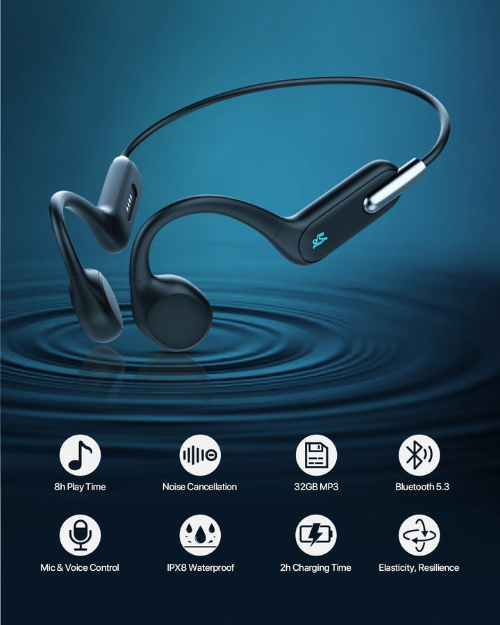HIFI WALKER T10 Air, Knochenschall Kopfhörer, IPX8 wasserdichte Kopfhörer Schwimmen Open-Ear Bluetoo