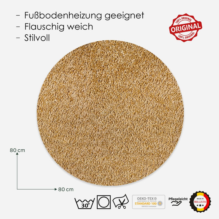 DomDeco Waschbarer Teppich Ease, super weicher und Flexibler 12mm Kurzflor für Wohnzimmer/Schlafzimm