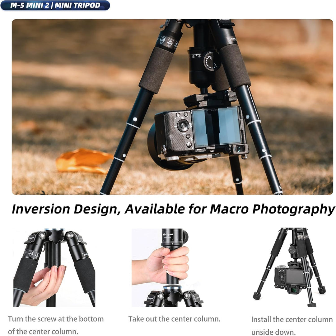 Fotopro Mini Stativ, Kamera Stative Aluminium, 48 cm Leichtes Reisestativ mit Kugelkopf Schnellwechs