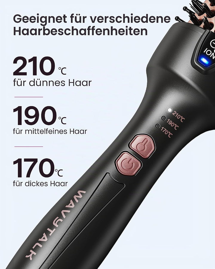 Wavytalk Thermobürste, 38 mm ionische Thermal Brush Lockenbürste mit Heizfunktion, ideal zur schonen
