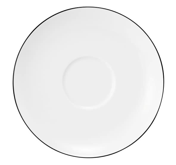Seltmann Weiden Lido Black Line Milchkaffeeuntertassen 6er Set, ø 16 cm, Runder Unterteller mit schw