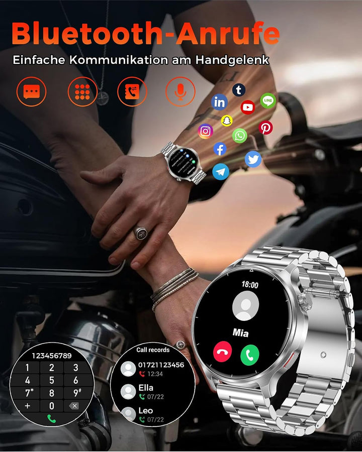 Smartwatch Herren, 1000mAh Akku, 1,52&