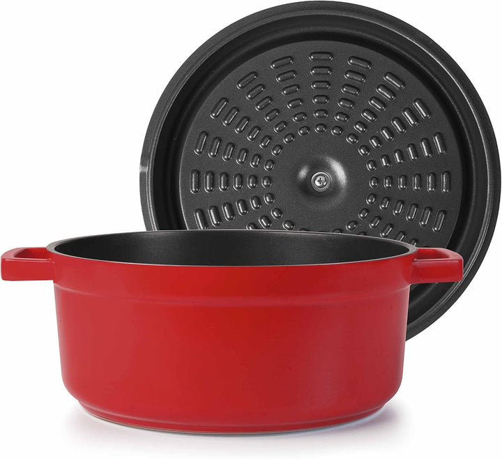 Lacor 25928 Rotbratentopf 28 cm, Giessen Aluminium Rot 28 cm Rund, Rot 28 cm Rund