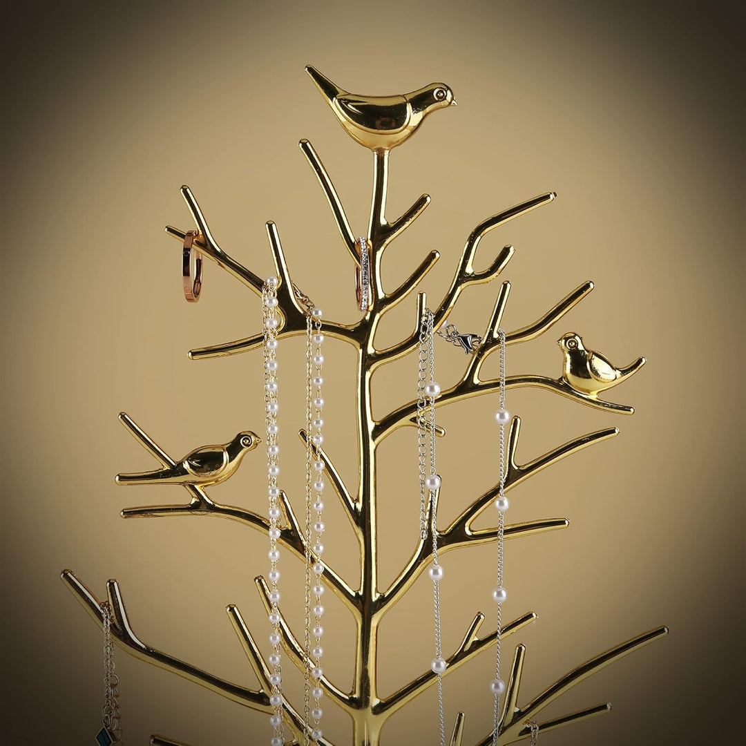MORE&LESS Zweig Schmuckständer mit Metalltablett Farbe Luxus Baum Turm hängende Aufbewahrungsstücke