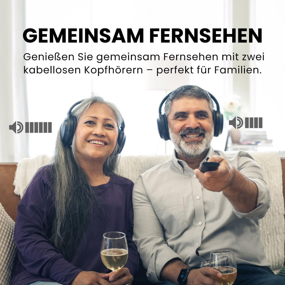 Avantree Duet - Kabelloser Dual Funkkopfhörer Kabelloser Kopfhörer zum Fernsehen TV mit Sender Lades