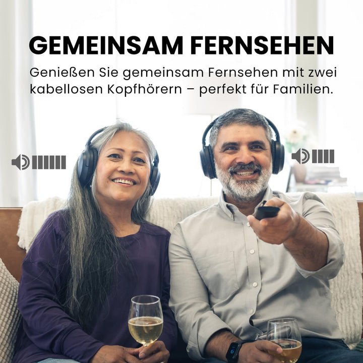 Avantree Duet - Kabelloser Dual Funkkopfhörer Kabelloser Kopfhörer zum Fernsehen TV mit Sender Lades