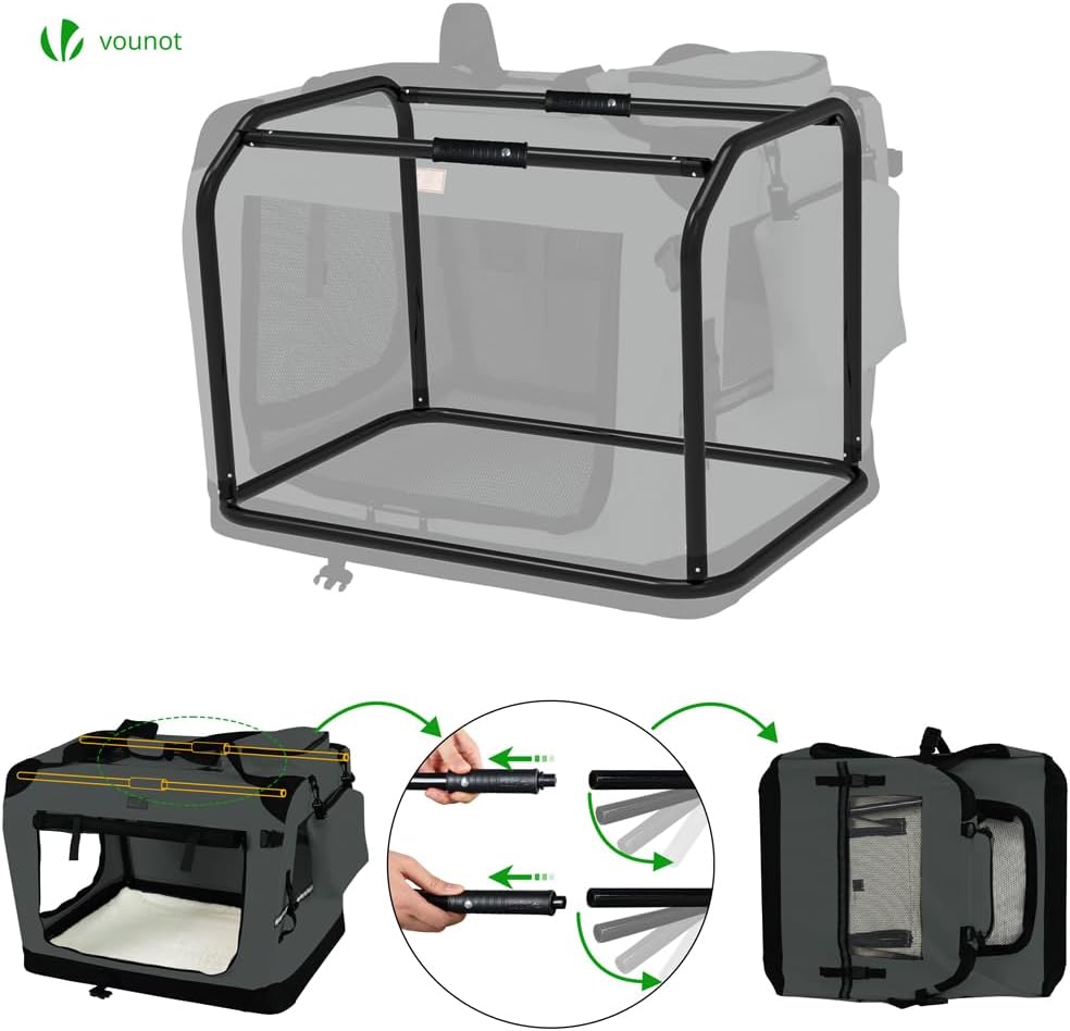 VOUNOT Hundebox faltbar, Transportbox Katze Hunde, Hundetasche, Oxford-Gewebe, Netzstoff, Atmungsakt