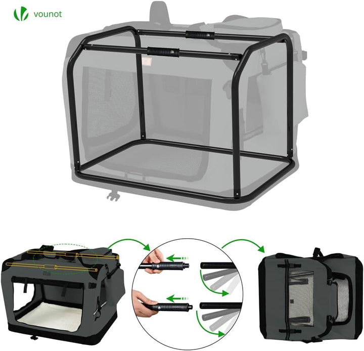 VOUNOT Hundebox faltbar, Transportbox Katze Hunde, Hundetasche, Oxford-Gewebe, Netzstoff, Atmungsakt