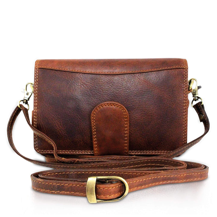 Corno d´Oro Herren Leder Handgelenktasche RFID Schutz I Handgemachte Ledertasche Umhängetasche I Ech