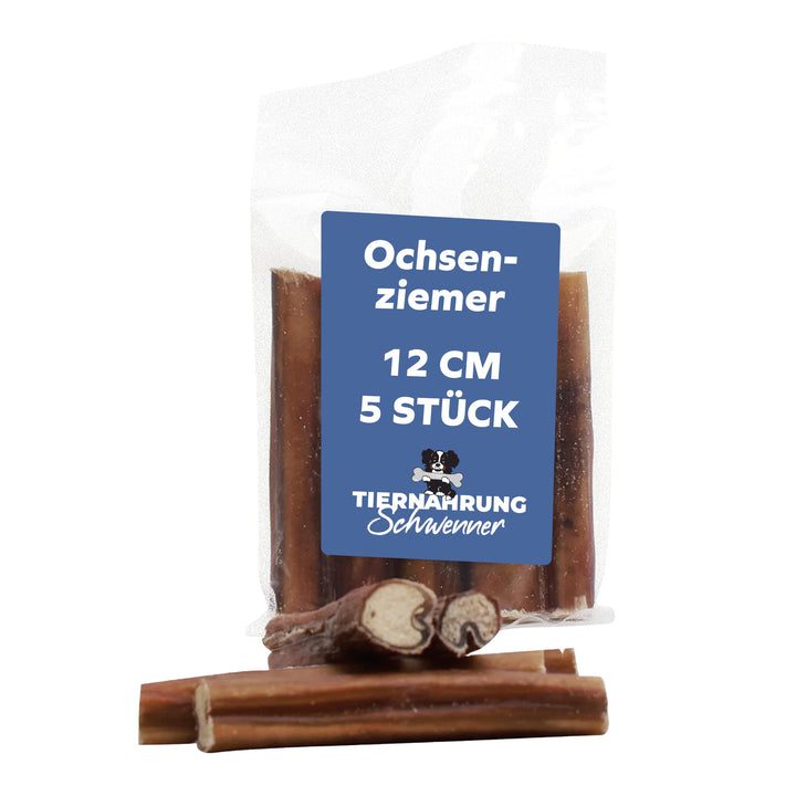 Ochsenziemer für Hunde – 12cm grosse Kauartikel - 5 Stck. für langanhaltenden Kauspass 150 g (1er Pa