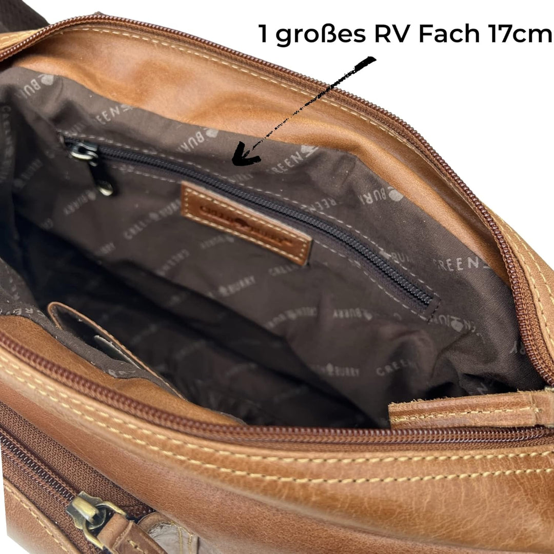 Greenburry Expedition Leder-Handtasche Ledertasche Umhängetasche - Echt Leder-Überschlagtasche - 39x