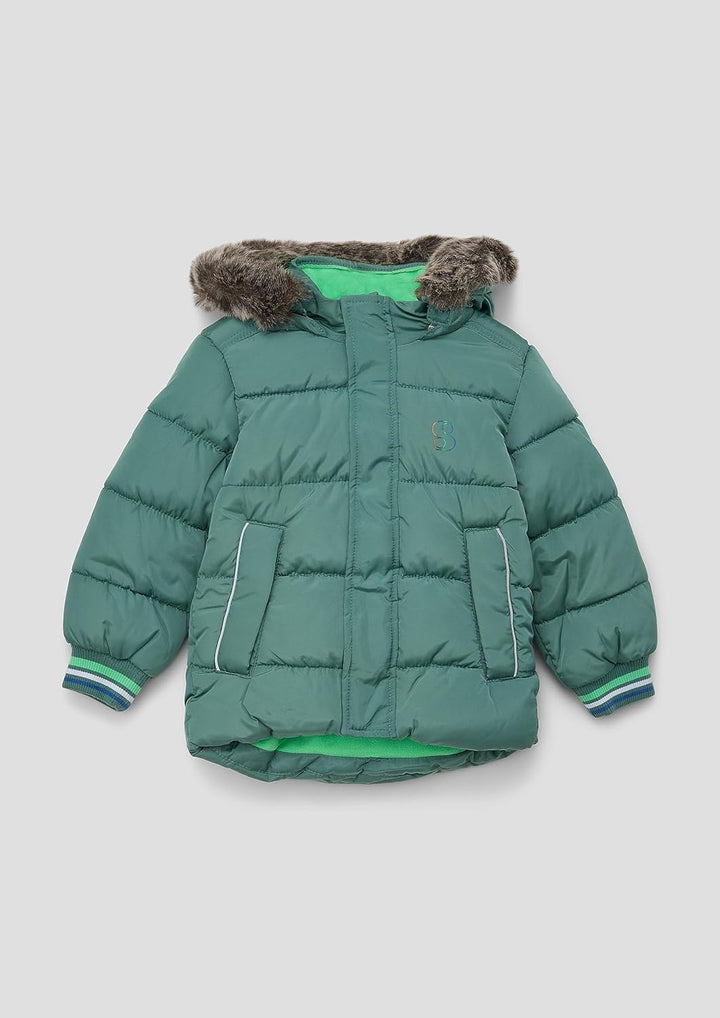s.Oliver Steppjacke mit abnehmbarem Kunstfell 80 BLUE GREEN, 80 BLUE GREEN