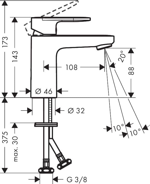 hansgrohe Vernis Blend - Waschtischarmatur ohne Ablauf, Wasserhahn Bad mit Auslauf Höhe 110 mm, Misc