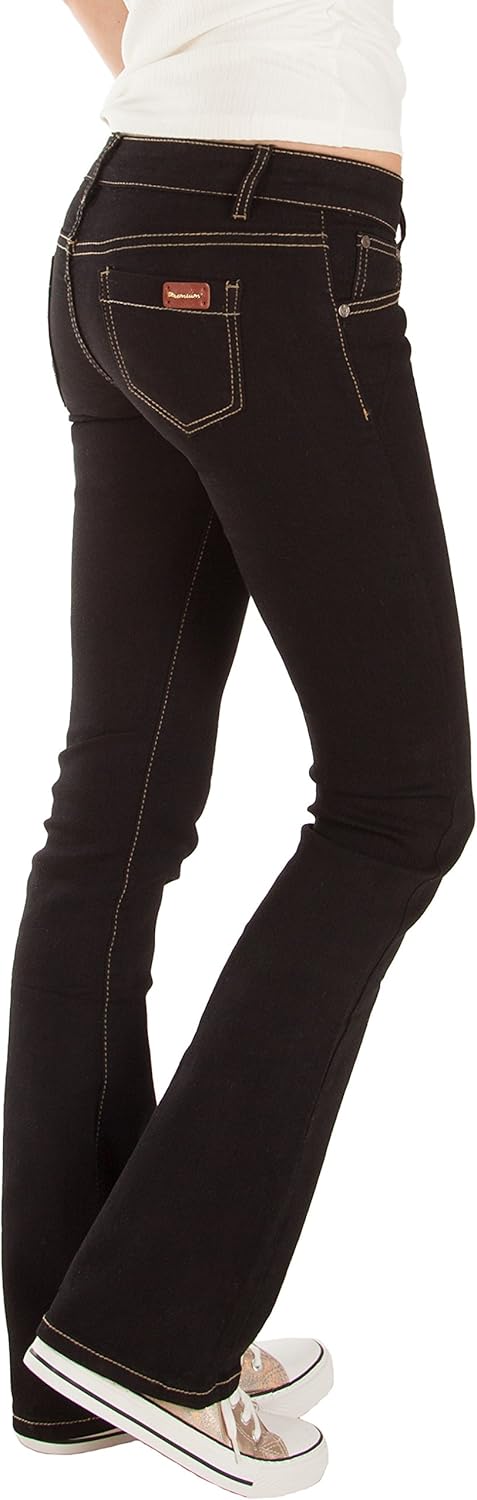 Fraternel Damen Jeans Hosen Bootcut Hüftjeans Schlaghose S Schwarz, S Schwarz
