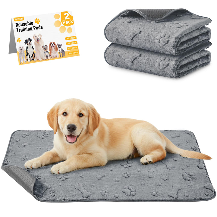 HezzLuv waschbare Welpenunterlagen 2er-Pack, Wiederverwendbare supersaugfähige Hunde PIPI Matten, wa