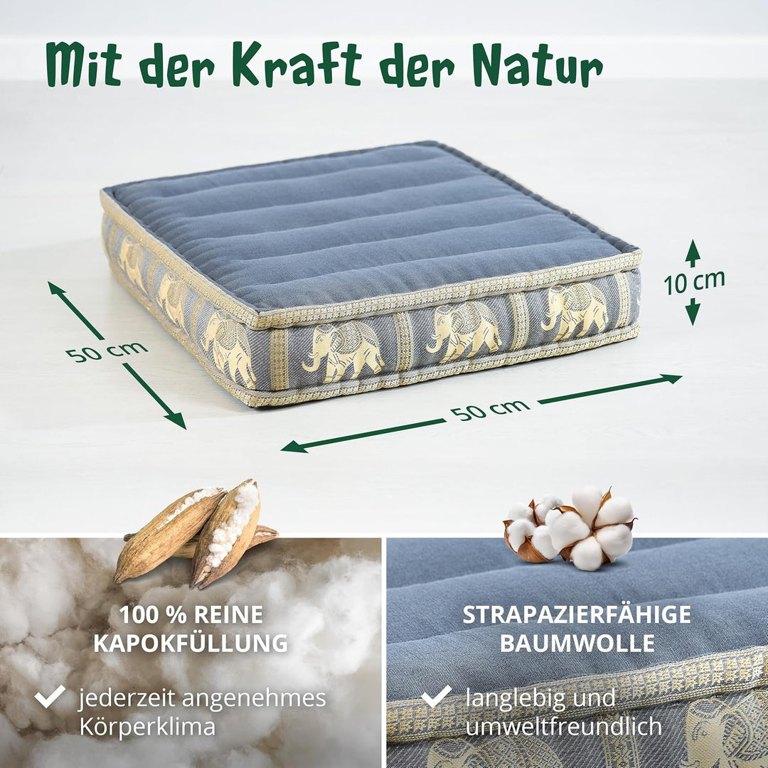 Livasia Sitzkissen Boden Thaiseide, Bodenkissen Indoor/Outdoor, Meditationskissen Yogakissen, Stuhla