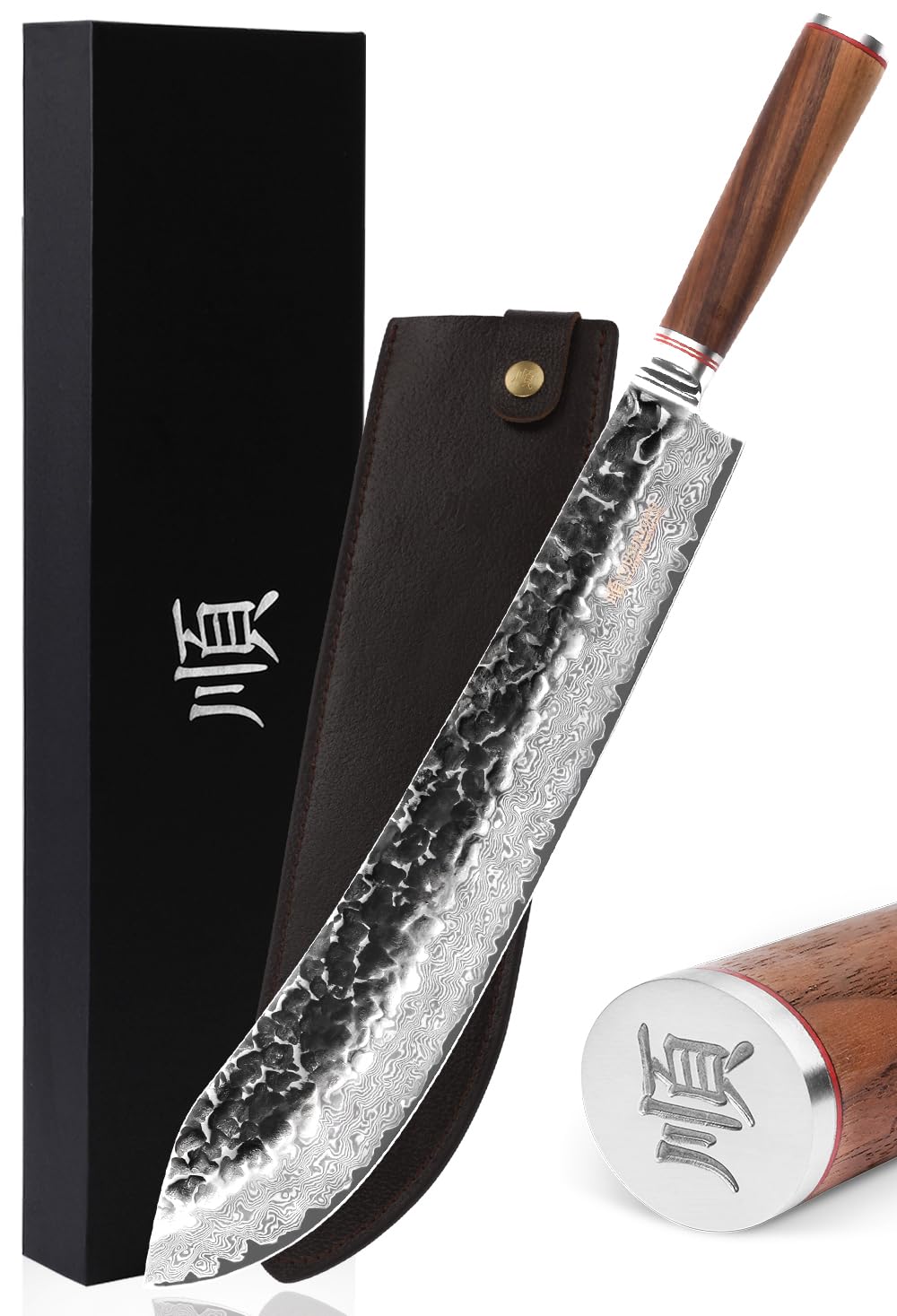 YOUSUNLONG Bull Nose Breaking Knife 356 mm (14 Zoll) Extra Länge Superscharfer gehämmerter Griff aus