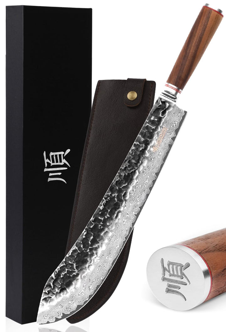 YOUSUNLONG Bull Nose Breaking Knife 356 mm (14 Zoll) Extra Länge Superscharfer gehämmerter Griff aus