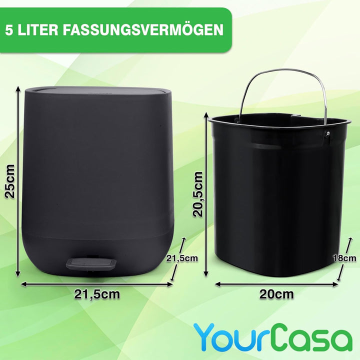 YourCasa® Mülleimer Bad [5L] - Elegantes Design - Badezimmer Mülleimer Klein - Kosmetikeimer Bad Mül