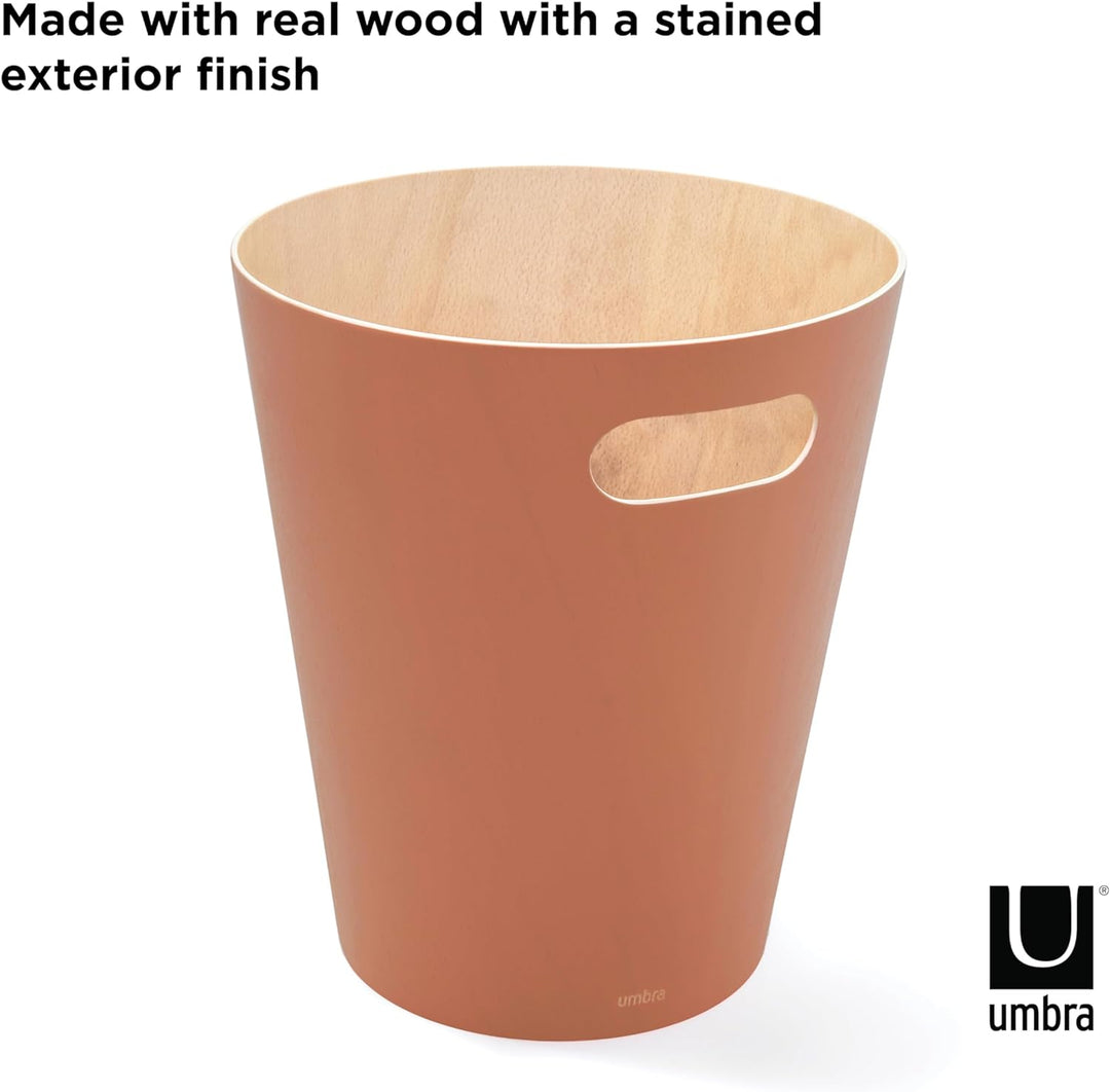 Umbra Woodrow Abfalleimer – Zweifarbiger Holz Papierkorb für Büro, Badezimmer, Wohnzimmer und Mehr,