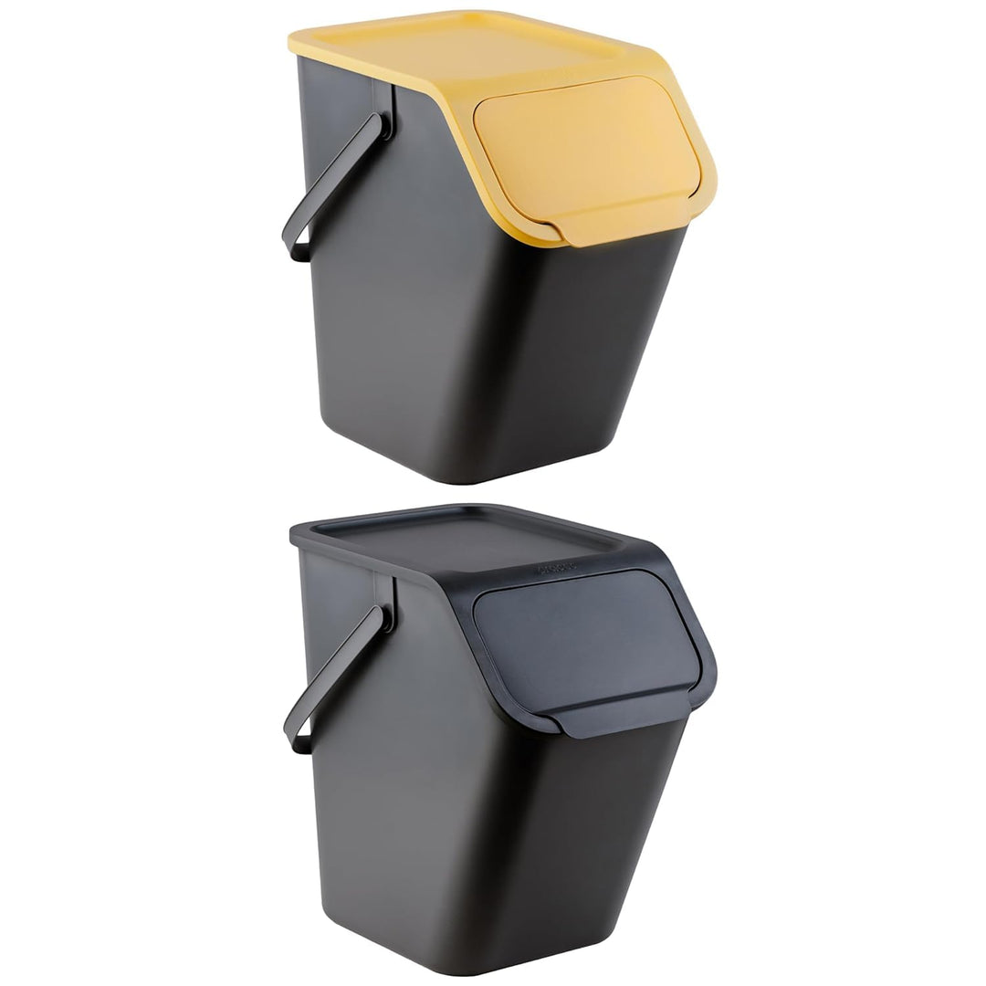 Go Practic Set von 2 Mülleimer Stapelbox | Abfalltrennsystem zur Mülltrennung in der Küche | Abfalls
