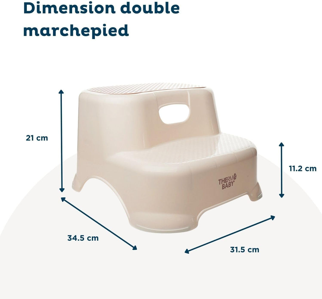 THERMOBABY - Doppeltritthocker, rutschfest, ab 18 Monaten, leicht und stabil, für Toilette, Waschbec