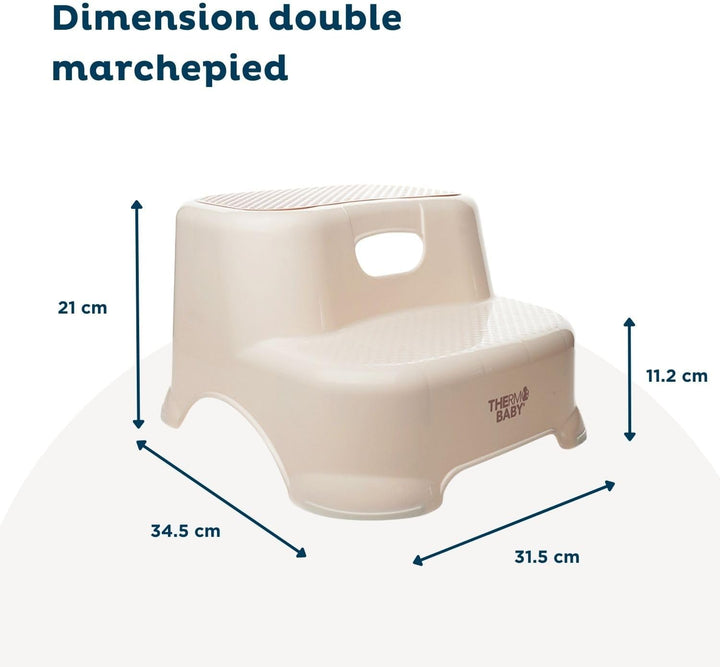 THERMOBABY - Doppeltritthocker, rutschfest, ab 18 Monaten, leicht und stabil, für Toilette, Waschbec
