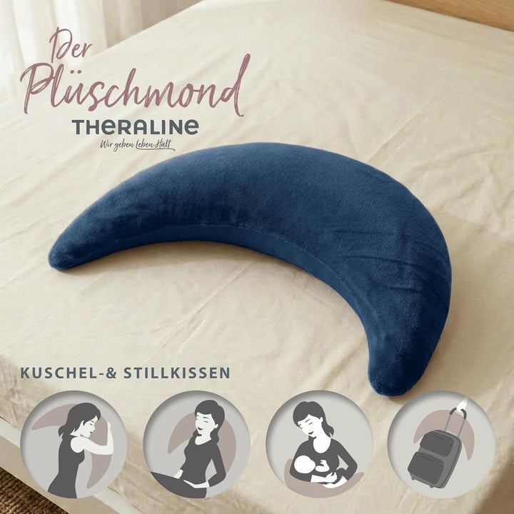 Theraline Plüschmond Stillkissen, Kopfkissen und Nackenkissen mit Perlen, ergonomisches Kissen zum S