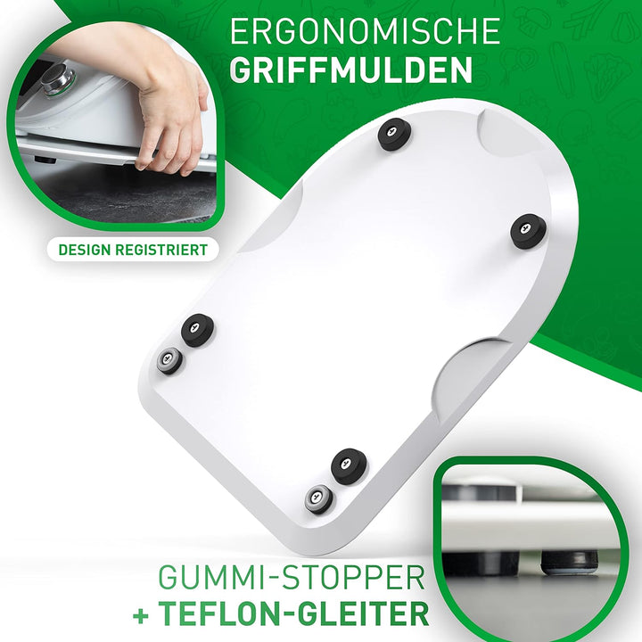 FLIPLINE Gleitbrett für Thermomix TM6 / TM5 Weiss [AirSlide] aus Mineral-Acrylstein (TEFLON-Füsse) E