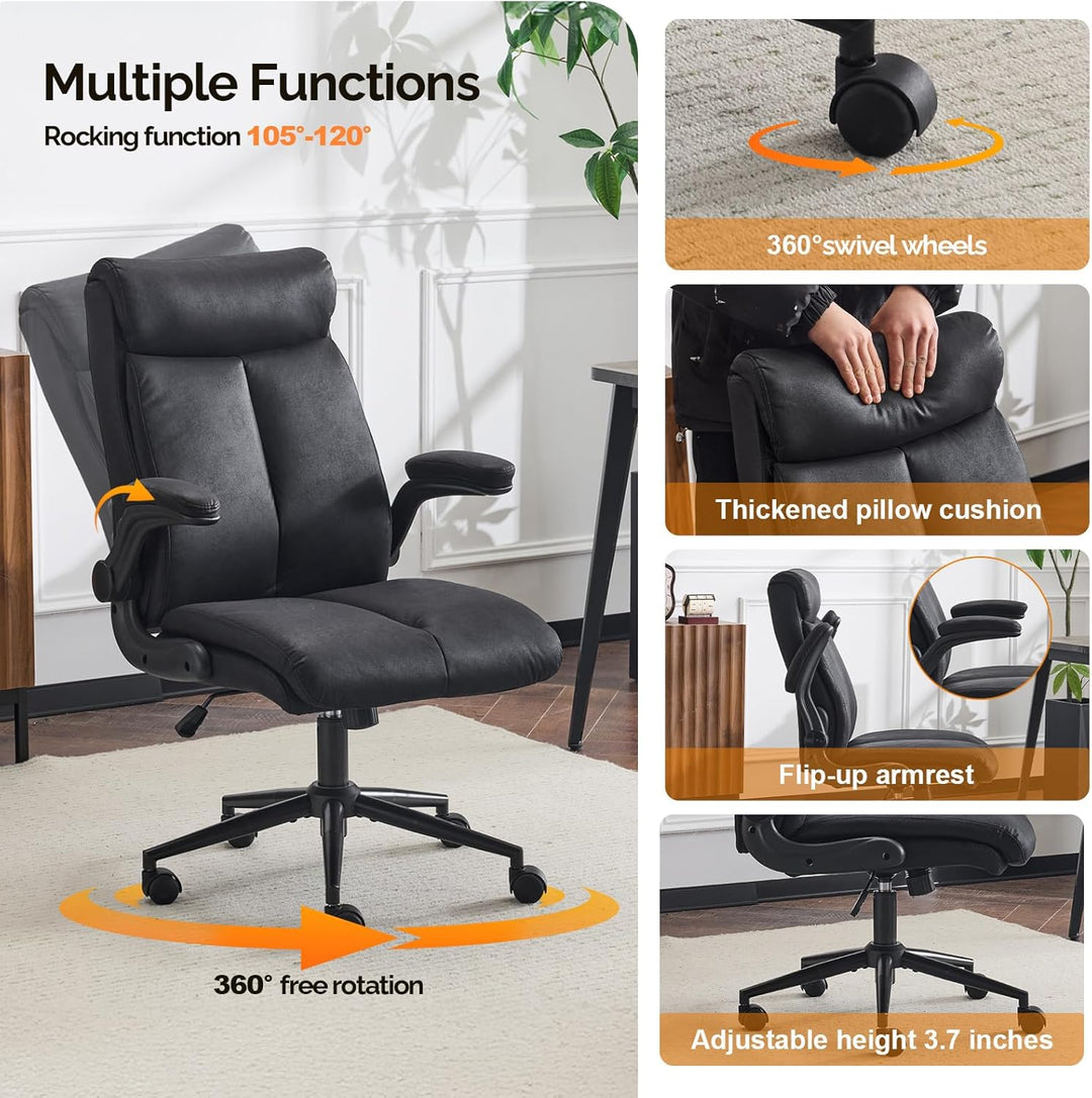 Bonnlo Ergonomischer Bürostuhl, Schreibtischstuhl mit hochklappbarer Armlehne, Computerstuhl, Drehst