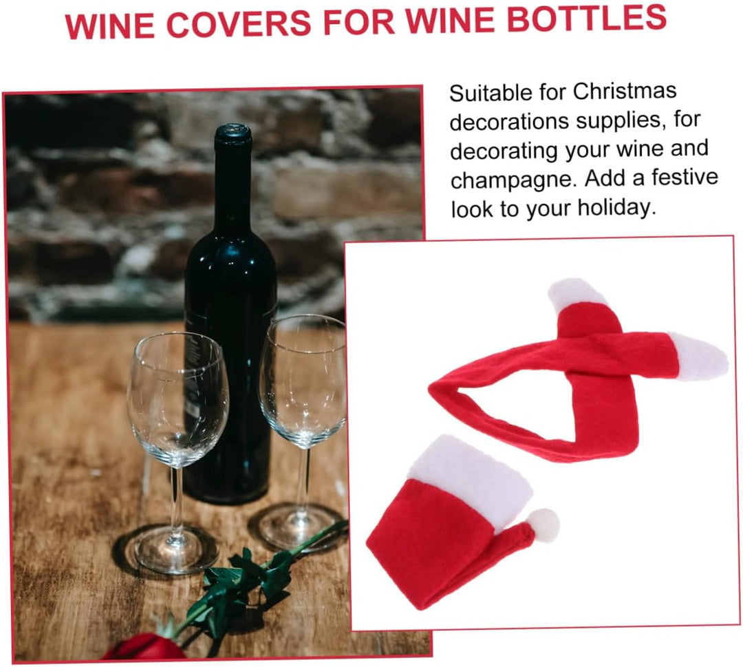 SEWACC Mini-Weihnachtsmütze Und Schal Weinflaschenhüllen 6Er Set Mini-Weihnachtsmütze Schal Flaschen