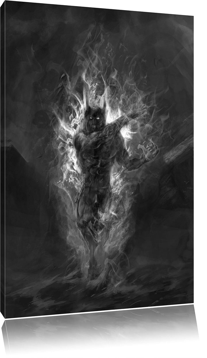 Pixxprint Verdunkelter Dämon des Feuers als Leinwandbild/Grösse: 100x70 / Wandbild/Kunstdruck/fertig