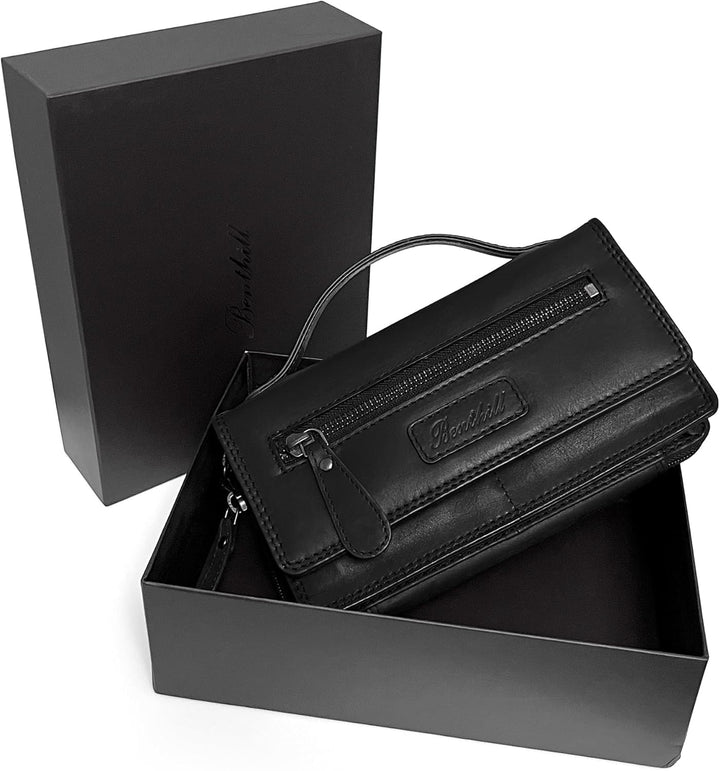 Benthill Reisebrieftasche XXL Echt-Leder - Kleine Umhängetasche aus echtem Leder - Travel Dokumenten