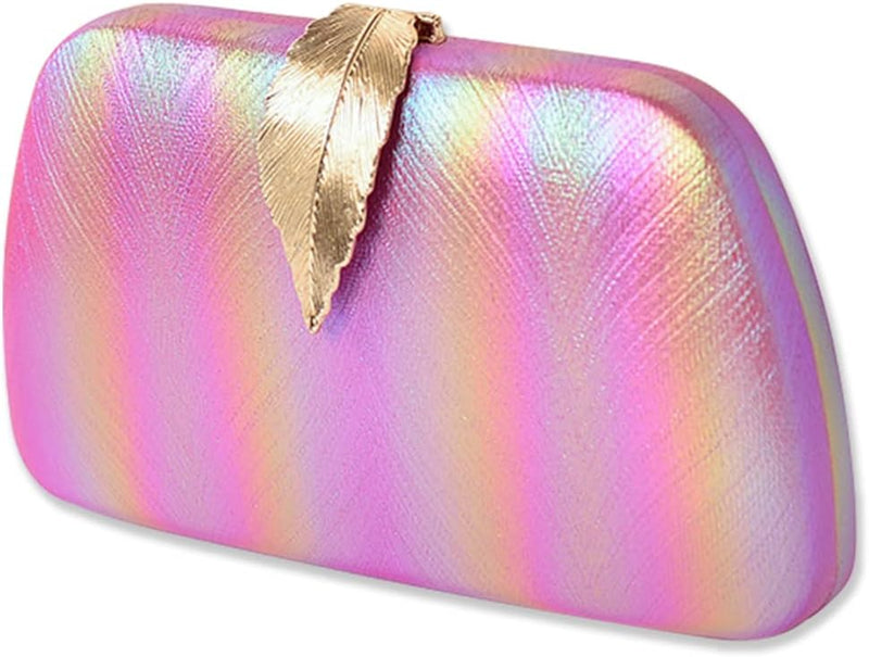 CORIOS Clutch Damen Glitter Handtasche Kette Abendtasche Umhängetasche mit Blatt Schnalle Verschluss