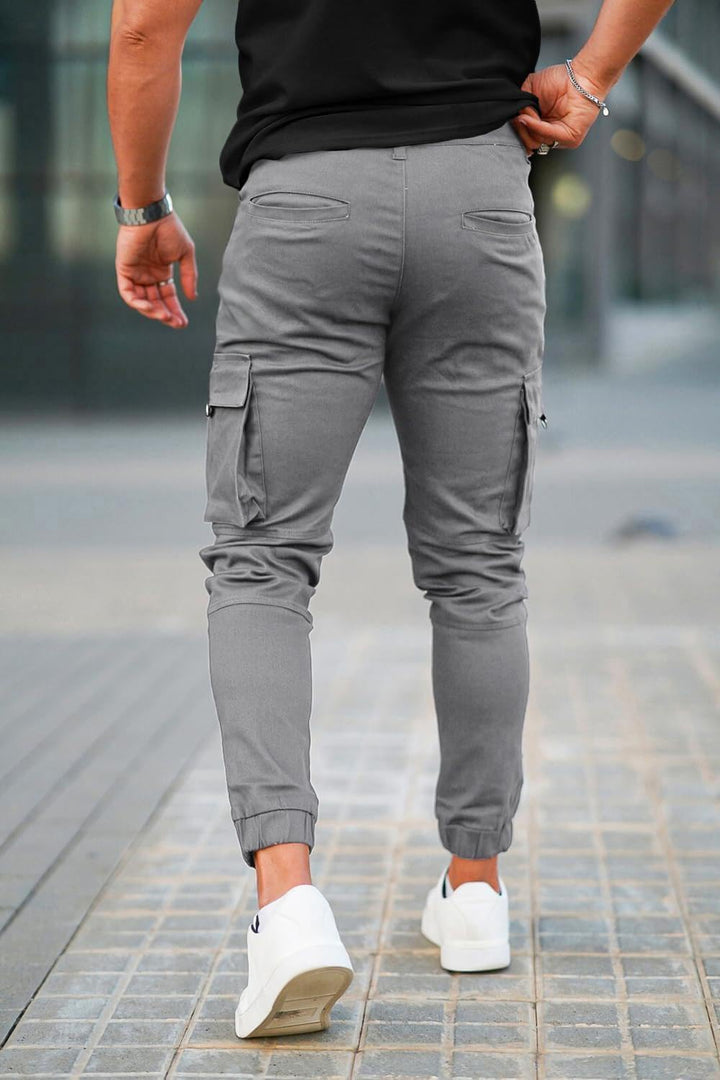 GINGTTO Herren Cargo Hose Stretch Jogginghose für Männer Casual Slim Fit Cargohose Herren Grau 34W /