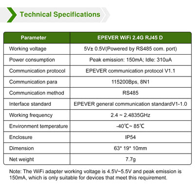 EPEVER Wifi Adapter für Solarladeregler (EPEVER-WIFI-2.4GRJ45-D), EPEVER-WIFI