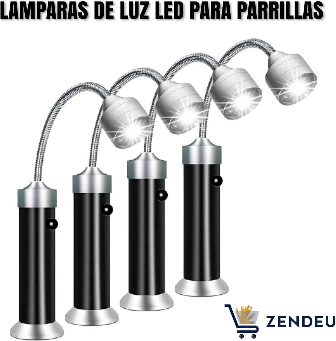 Set von 2 LED-Leuchten für Grills, Barbecue - Magnetische, tragbare LED-Lampen mit 360° Rotation, hi