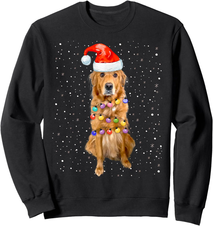 Golden Retriever Weihnachtspullover mit Weihnachtsmannmütze Sweatshirt