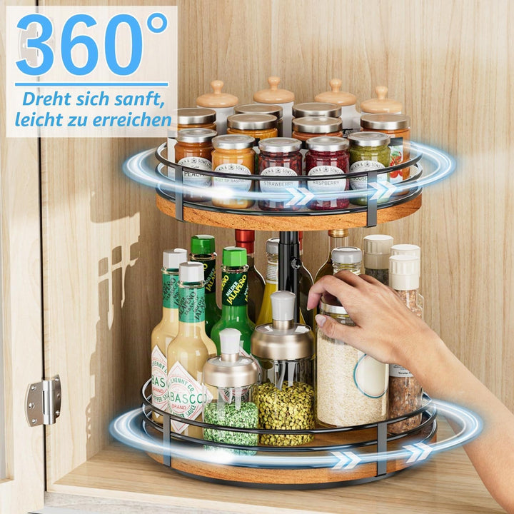 OVICAR Lazy Susan Drehteller-Organizer, verstellbar, 2 Etagen, Holz, drehbar, 30,5 cm, Lazy Susan fü