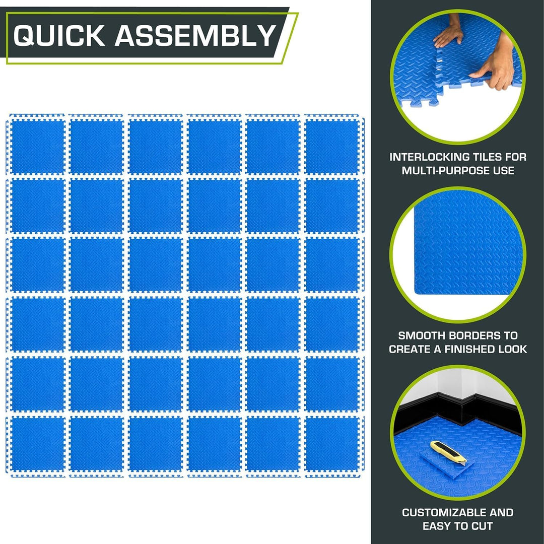 ProsourceFit Puzzle Exercise Mat ½ in, Eva Interlocking Foam Floor Tiles for Home Gym, Mat for Home