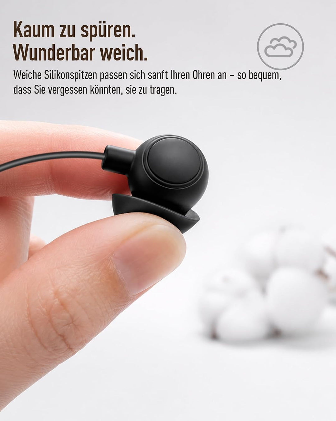 Hearprotek 2 Paar Schlaf Ohrhörer, Weicher bequemer In-Ear-Kopfhörer mit Mikrofon,Low-Profile-Kopfhö
