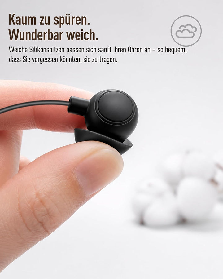 Hearprotek 2 Paar Schlaf Ohrhörer, Weicher bequemer In-Ear-Kopfhörer mit Mikrofon,Low-Profile-Kopfhö