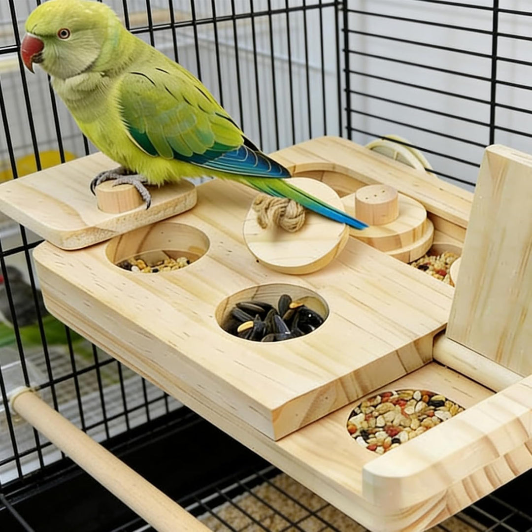 Hamster Spielzeug - VöGel Futtersuchpuzzle Holz - Puzzle Futterspender FüRVöGel - Nager Spielzeug -