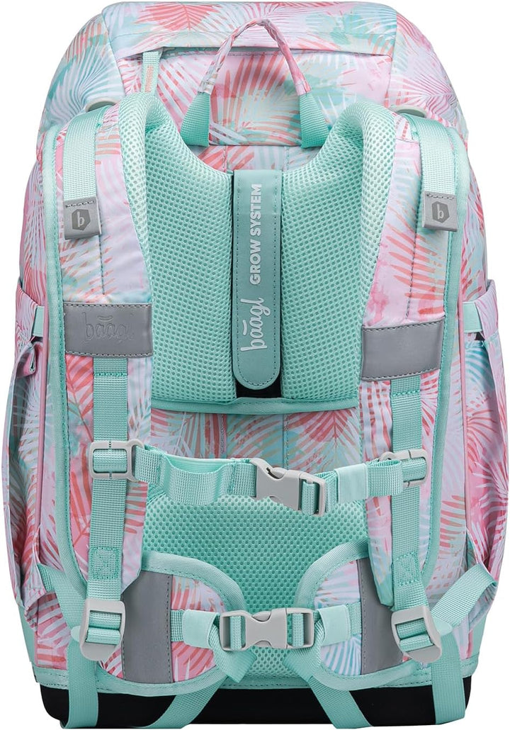Baagl Airy Plus Schulranzen-Set 5-teilig, 25 l, ab 130 cm (Sunset) | Isoliertes Snackfach; Magnetver