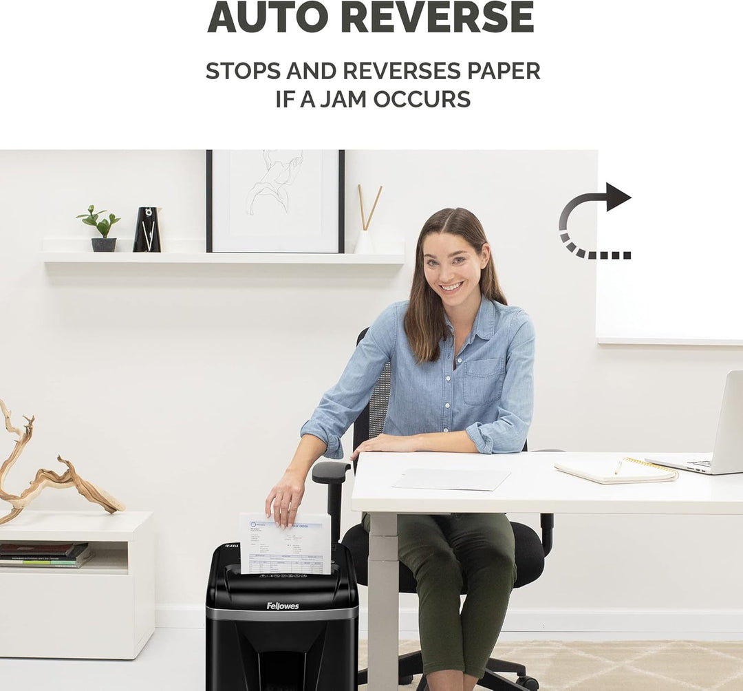 Fellowes 4074101 Aktenvernichter 450M 1-3 Benutzer, hohe Privatsphäre, Mikroschnitt, 22 l ausziehbar