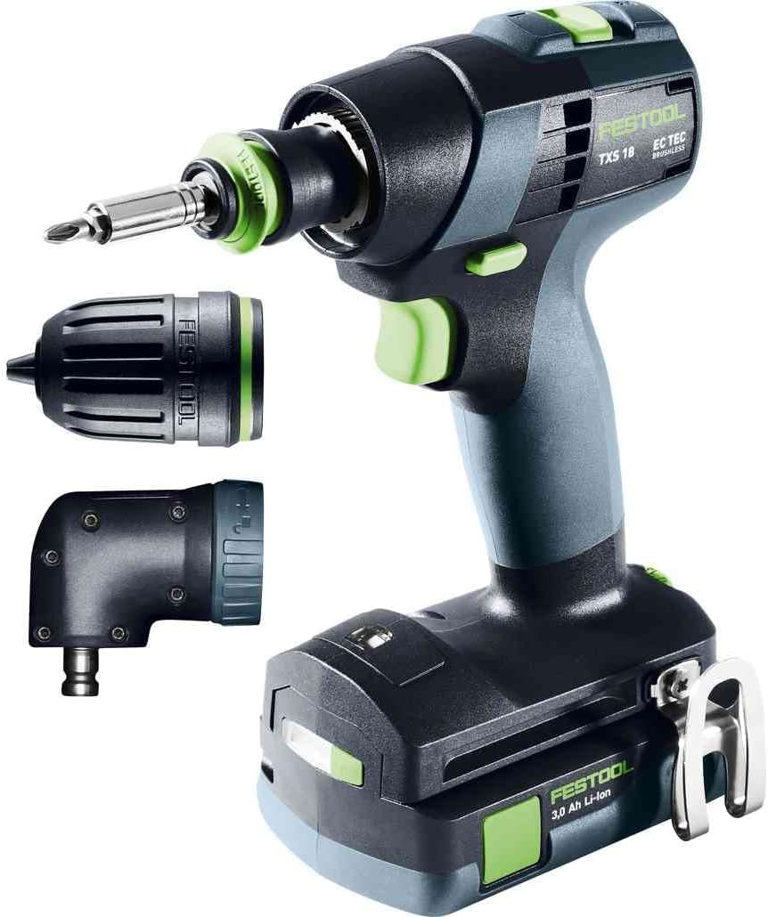 Festool Akku-Bohrschrauber TXS 18 C 3,0-Set (mit Akkupacks, Schnellladegerät, Magnet-Bithalter, Werk