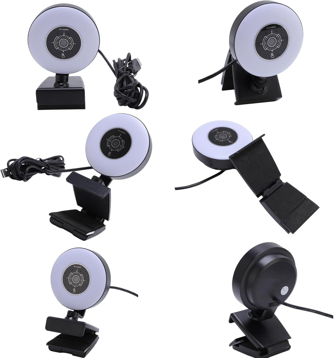 Webcam 4K mit Licht für PC USB 30FPS Webkamera mit Mikrofon AF Auto-Fokus, 3 Einstellbare Helligkeit