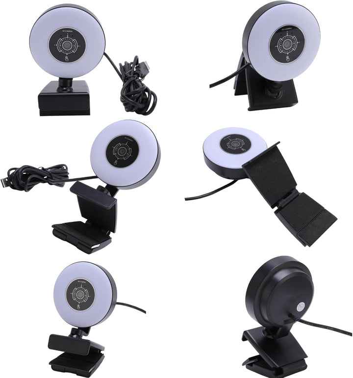 Webcam 4K mit Licht für PC USB 30FPS Webkamera mit Mikrofon AF Auto-Fokus, 3 Einstellbare Helligkeit