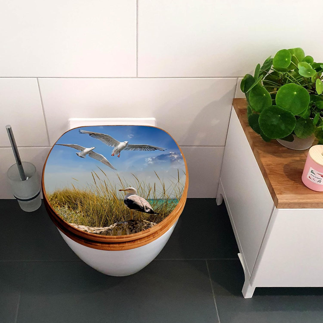 banjado Design WC Sitz Bambus Absenkautomatik 45,8x37,5cm - Toilettendeckel mit Absenkautomatik Holz